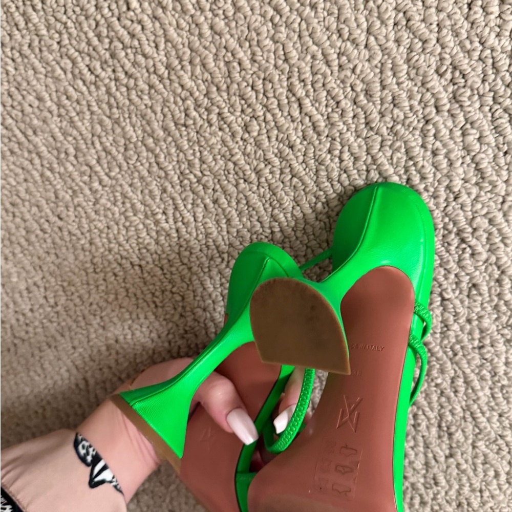 Authentic Amina Muaddi Neon Green Strappy Sandals - Picture 5 of 7